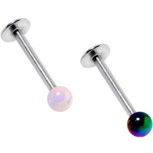 Body Candy Mens Womens 4PCS Stainless Steel Acrylic Ball Monroe Lip Ring Labret Jewelry 16g