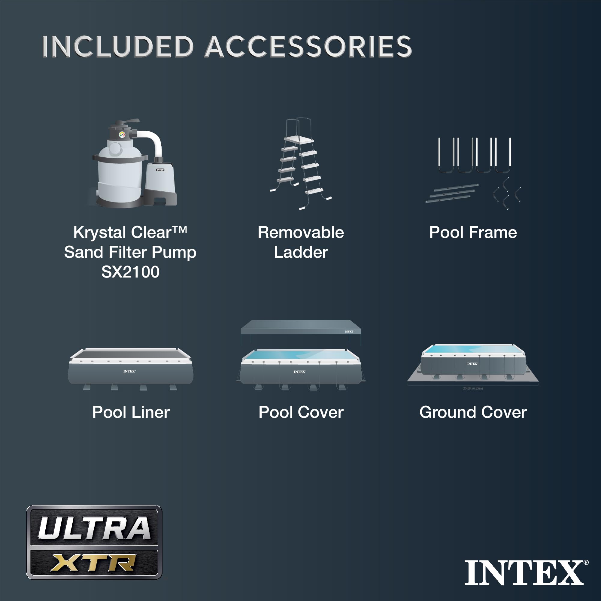 Intex 26363EH Ultra XTR Deluxe Rectangular Above Ground Swimming Pool Set: 24ft x 12ft x 52in – Includes 2100 GPH Sand Filter Pump – SuperTough Puncture Resistant – Rust Resistant – Easy to Assemble