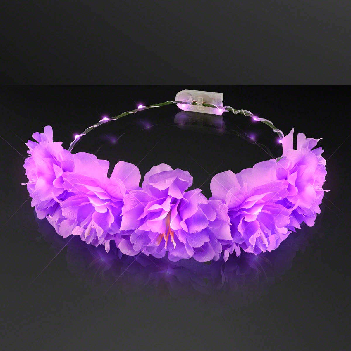 Violet Light Up Festival Flower Crown Headband with Purple LED Lights