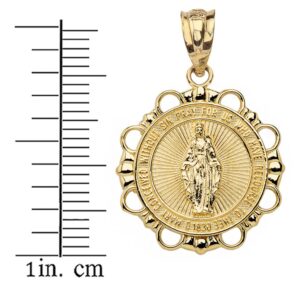 Religious Jewelry 14k Yellow Gold Miraculous Medal Of Blessed Virgin Mary Round Pendant