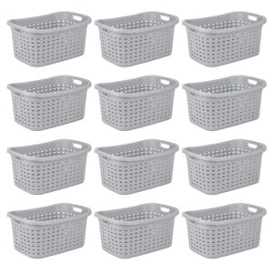 sterilite cement gray durable weave laundry basket with wicker pattern (12 pack)