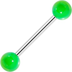 Body Candy Mens Womens 4PCS Stainless Steel Acrylic Neon Ball Barbell Tongue Rings Piercing Jewelry