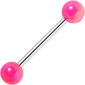 Body Candy Mens Womens 4PCS Stainless Steel Acrylic Neon Ball Barbell Tongue Rings Piercing Jewelry