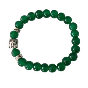 Secret for Longevity Dark Green Chinese Synth Jade Jadeite Buddha Zen Buddhist Prayer 8mm Beads Mens Womens Stretch Good Luck Yoga Bracelet