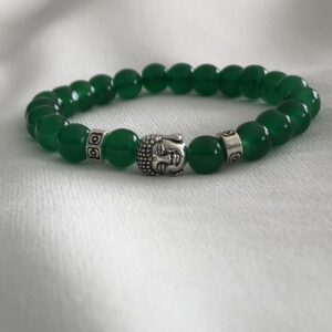 Secret for Longevity Dark Green Chinese Synth Jade Jadeite Buddha Zen Buddhist Prayer 8mm Beads Mens Womens Stretch Good Luck Yoga Bracelet