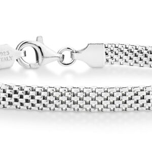 Miabella 925 Sterling Silver Italian 5mm Mesh Link Chain Bracelet for Women, Made in Italy (7 Inches (Small))