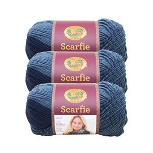 (3 Pack) Lion Brand Yarn 826-204 Scarfie Yarn, Denim/Navy3