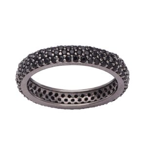 Eternity Stackable Band Black Spinel Wedding Ring for Women Stacking 925 Sterling Silver (8)