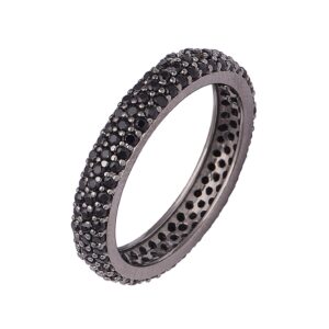 Eternity Stackable Band Black Spinel Wedding Ring for Women Stacking 925 Sterling Silver (8)