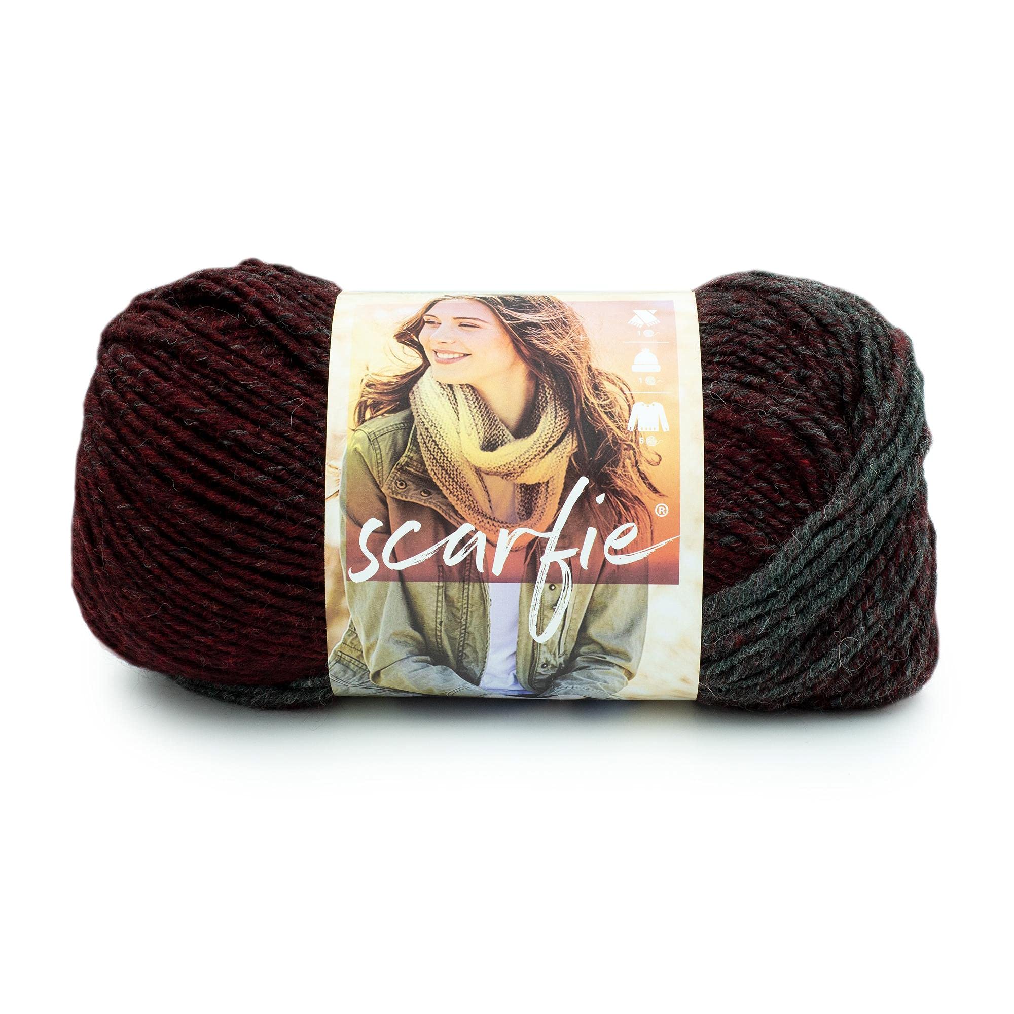 Lion Brand Yarn Scarfie Yarn, Multicolor Yarn for Crocheting, Knitting, and Crafting, 1 Skein, Oxford/Claret