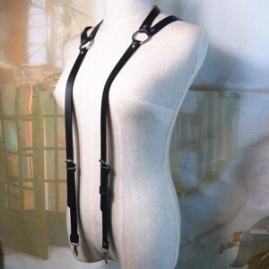 Body Chest Harness Punk Adjustable Faux Leather Belt with Buckles Rings for Men Women(LM01)