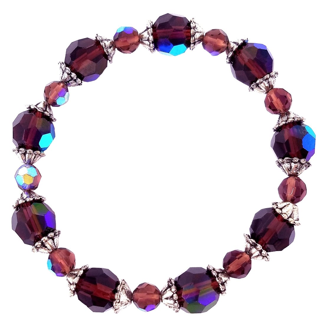 A-Ha Stretch Glass Bead Bracelet - Purple Iridescent (B219)