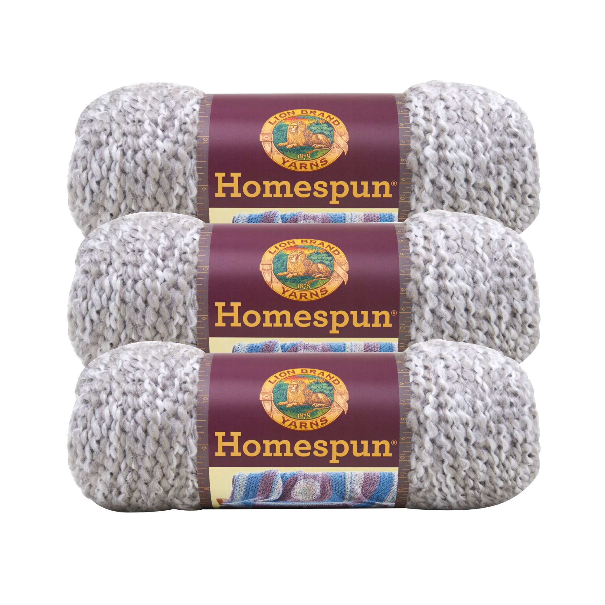 (3 Pack) Lion Brand Yarn 790-600 Homespun Yarn, Clouds