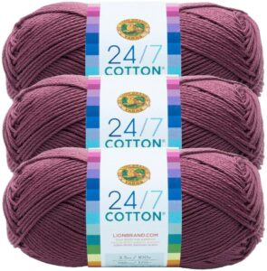 (3 pack) lion brand yarn 761-143 24/7 cotton yarn, lilac