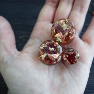 Eternity31 Red Rose Plug Gold foil Gauge Wedding Plug Bridal Resin Flower Jewelry Terrarium Rose 25mm / 1" / Pair