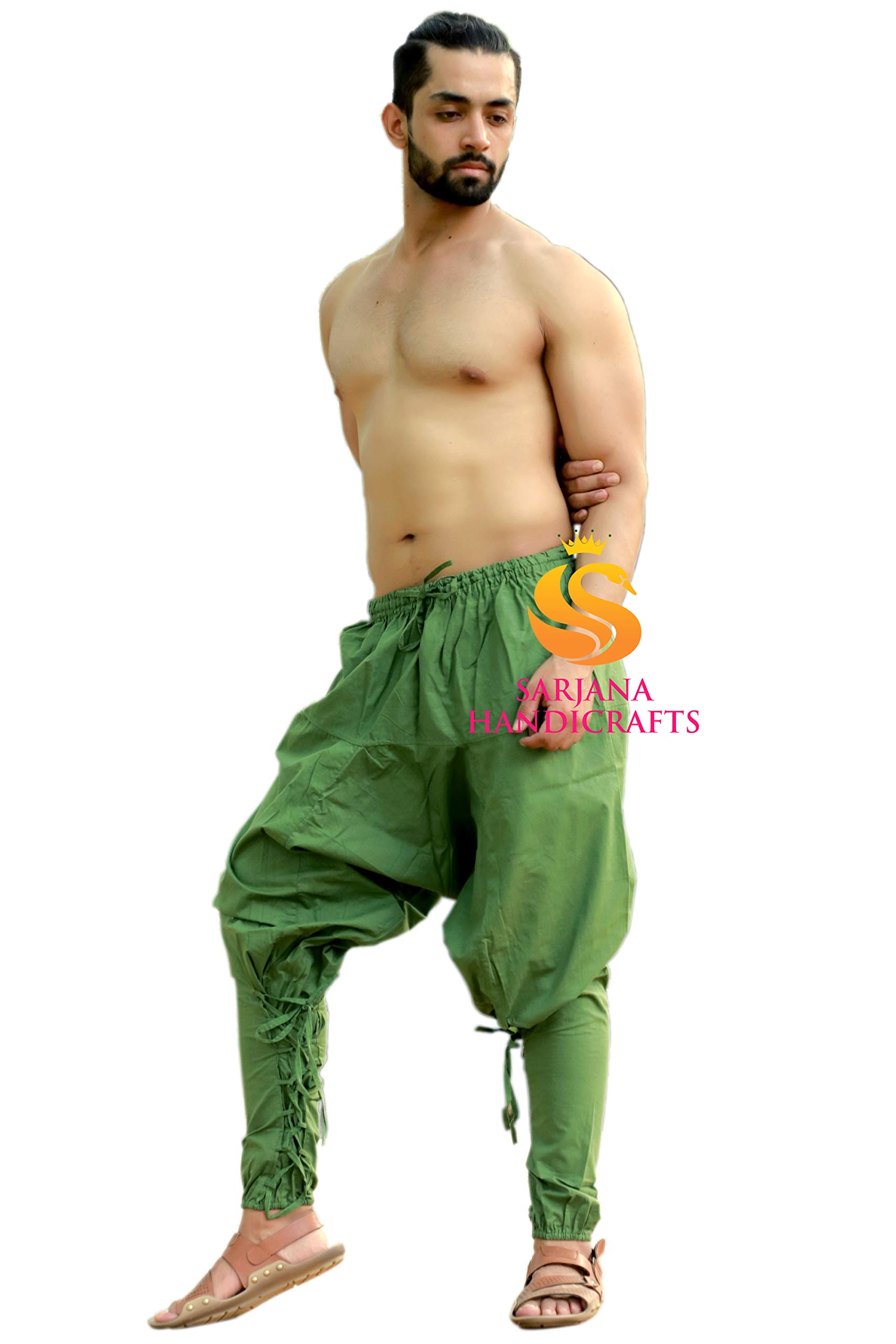 SARJANA HANDICRAFTS Mens Womens Cotton Churidar Harem Pants Yoga Pajama Ethnic Trouser (Green)