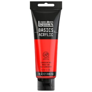 Liquitex BASICS Acrylic Paint, 118ml (4-oz) Tube, Fluorescent Red