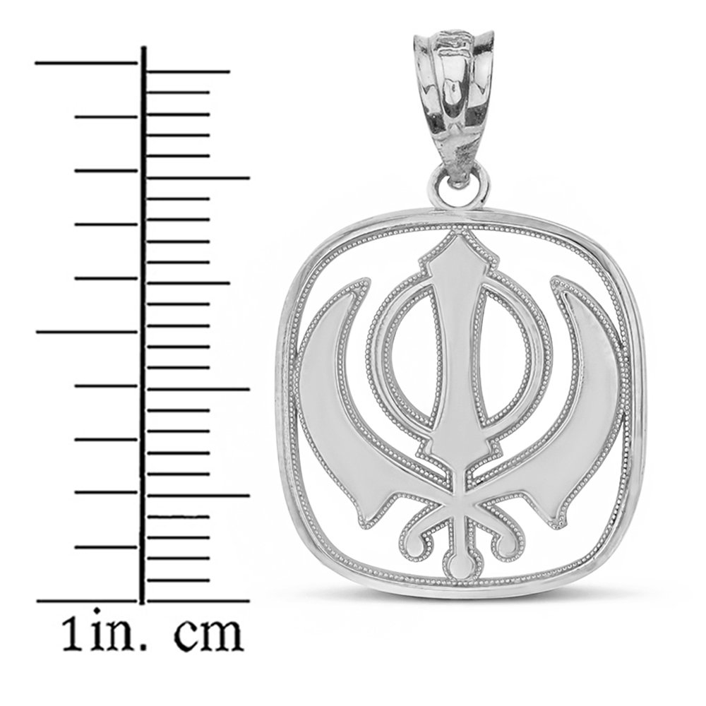 925 Sterling Silver Sikh Khanda Kirpan Sword Symbol Religious Pendant