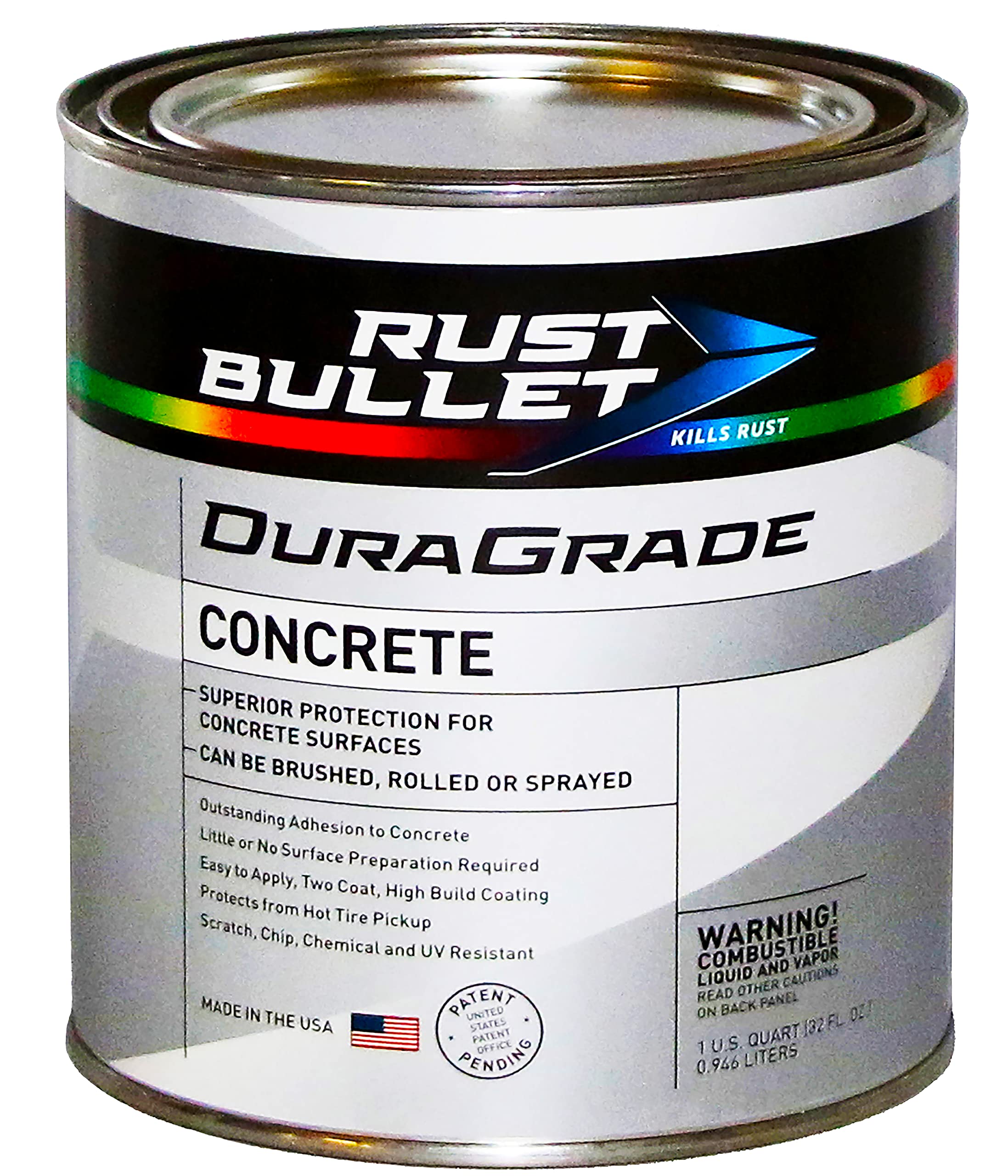 RUST BULLET - DuraGrade Concrete High-Performance Concrete Coating 1 Quart - for Garage Floor Paint, Basements, Porch, Patio, Driveway Paint and More - Concrete Paint - Blue