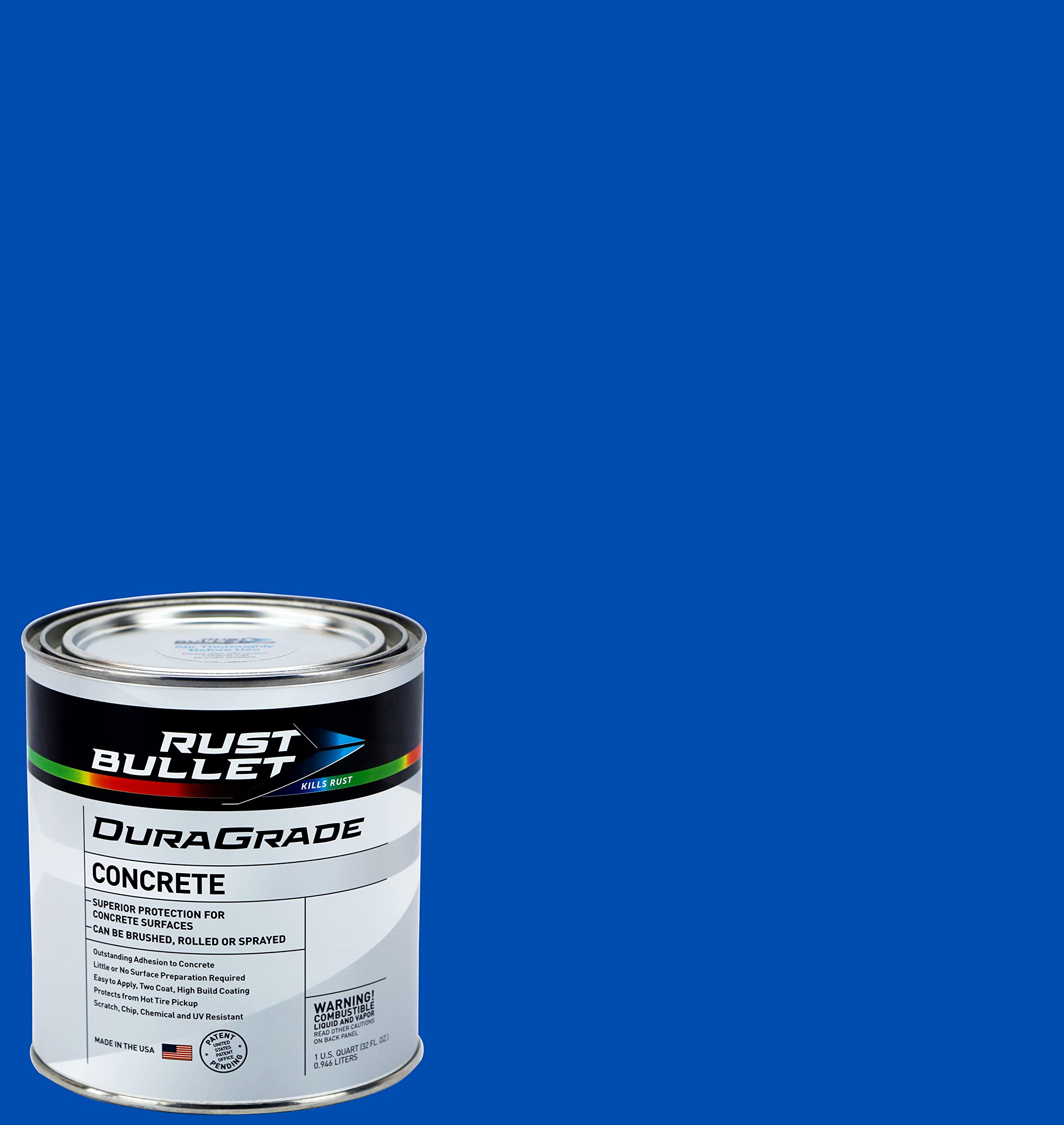 RUST BULLET - DuraGrade Concrete High-Performance Concrete Coating 1 Quart - for Garage Floor Paint, Basements, Porch, Patio, Driveway Paint and More - Concrete Paint - Blue