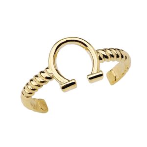 fine 10k yellow gold horseshoe rope toe ring