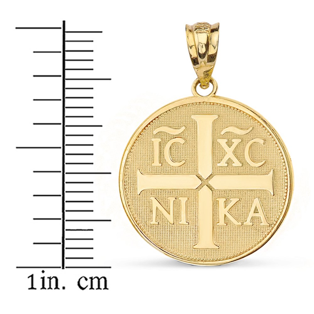 Religious Jewelry 14k Gold Christogram Symbol IC XC NIKA Jesus Christ Conquers Medallion Pendant