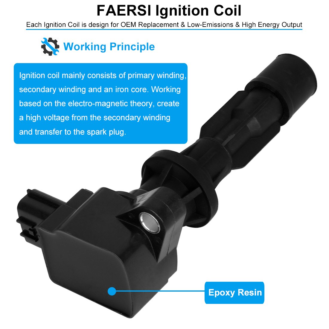 FAERSI Ignition Coil Replacement for 2006-2013 Mazda 3&6, 2007-2012 Mazda CX-7, 2006-2015 Mazda MX-5 Miata, Replace OE# UF540 L3G218100A C1683 5C1740