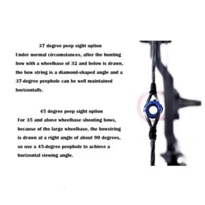 37/45 Degree Aluminum Hooded Peep Sight Compound Bow Housing Aperture Kit with 3 Size inner Core (Black, 37 Degree)