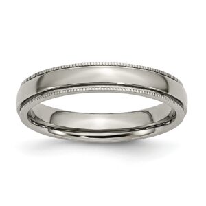 lex & lu chisel titanium grooved and beaded edge 4mm polished band ring