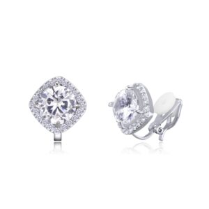 yoqucol 7mm cz crystal clip on earrings cubic zirconia non pierced stud for women