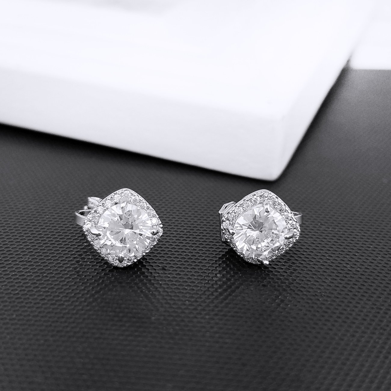 YOQUCOL 7mm CZ Crystal Clip On Earrings Cubic Zirconia Non Pierced Stud For Women