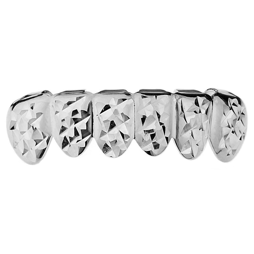 Grillz Diamond-Cut Grill Bottom Lower Six Teeth Silver Tone Hip Hop Grills