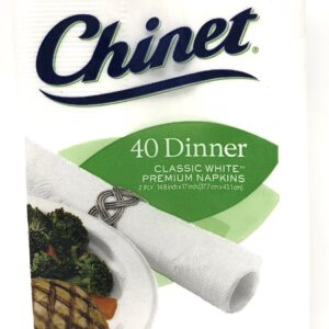 Chinet Classic White Premium Dinner Napkins, 2 Ply, 40 Count (Pack of 3)