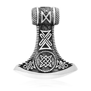 925 Sterling Silver Viking Knotwork Axe Double Sided Amulet Pendant