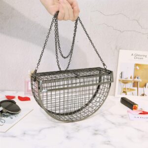 LETODE Women's Personality Features Semicircular Geometric Evening Bag Shoulder Horizontal Bag, Clutch Cage Bag (GUN 02)