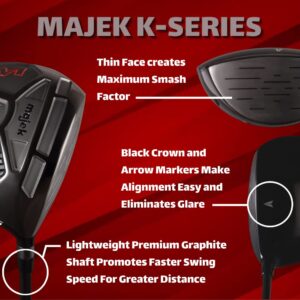 XL Big & Tall Men's (+2" Longer than Standard Length) Majek High Launch Golf K Series 460cc 12.5° Driver Right Handed Premium Ultra Forgiving Regular Flex Graphite Shaft Tour Velvet Grip