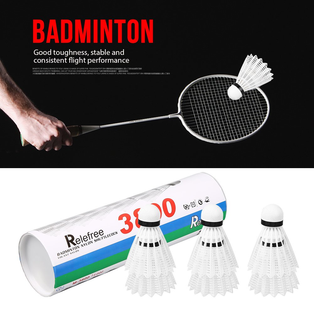 Dioche 12-Pack Nylon Shuttlecocks, White Badminton Shuttlecocks, Badminton Balls, Sports Hight Speed Training Badminton Birdies