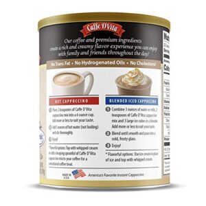 Caffe D’Vita Sugar Free Mocha Cappuccino Mix - Sugar Free Mocha Mix, Gluten Free, No Cholesterol, No Hydrogenated Oils, No Trans Fat, 99% Caffeine Free, Sugar Free Mocha Powder - 8.5 Oz Can