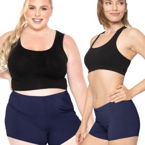 STRETCH IS COMFORT Women's Nylon Booty Shorts Navy Blue Medium