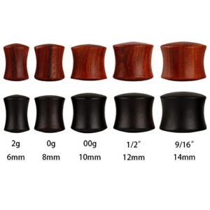 KUBOOZ(4 Pairs set Nature Sandalwood Ebony Ear Plugs Tunnels Gauges Stretcher Piercings 1inch