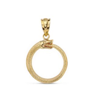 Solid 14k Yellow Gold Eternal Cycle Ouroboros Serpent Snake Pendant