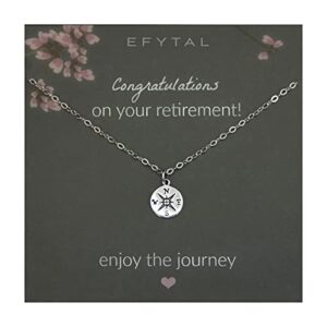 efytal retirement gifts for women, 925 sterling silver compass necklace, female retirement gifts 2024, happy retirement, retirement for teacher, nurse, boss, coworker farewell gifts