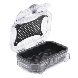 seahorse 52 waterproof dry box hard protective micro case - mil spec/usa made / ip67 waterproof/lockable/airtight - for earbuds, plb, iem, small medical devices, portable (rubber boot)