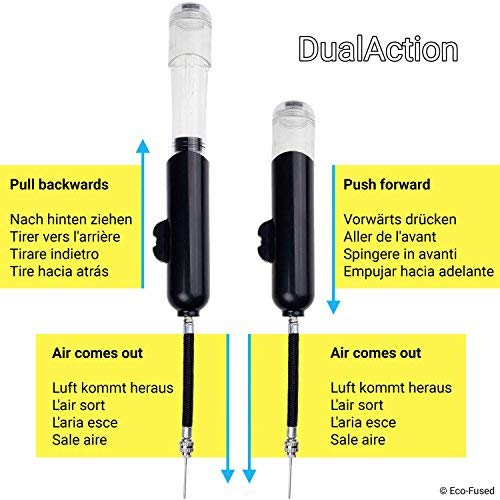 2x Ball Pump - Super Compact - Dual Action (Pumps Air when you Push and Pull) - For Sport Balls (Basketball, Soccer, Football, Rugby, Volleyball, Yoga, etc.) and Inflatables (Beach Balls, Pool Floats)