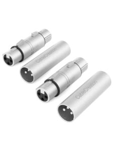 cablecreation [2-pair xlr male to male & xlr female to female 3pin adapter connector compatible with microphone,mixer,silver