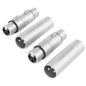 CableCreation [2-Pair XLR Male to Male & XLR Female to Female 3PIN Adapter Connector Compatible with Microphone,Mixer,Silver