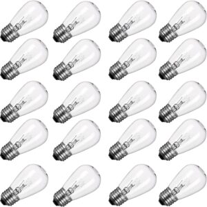 minetom 20pack s14 replacement light bulbs - 11 watt warm incandescent edison light bulbs with e26 medium base for commercial grade outdoor patio string lights