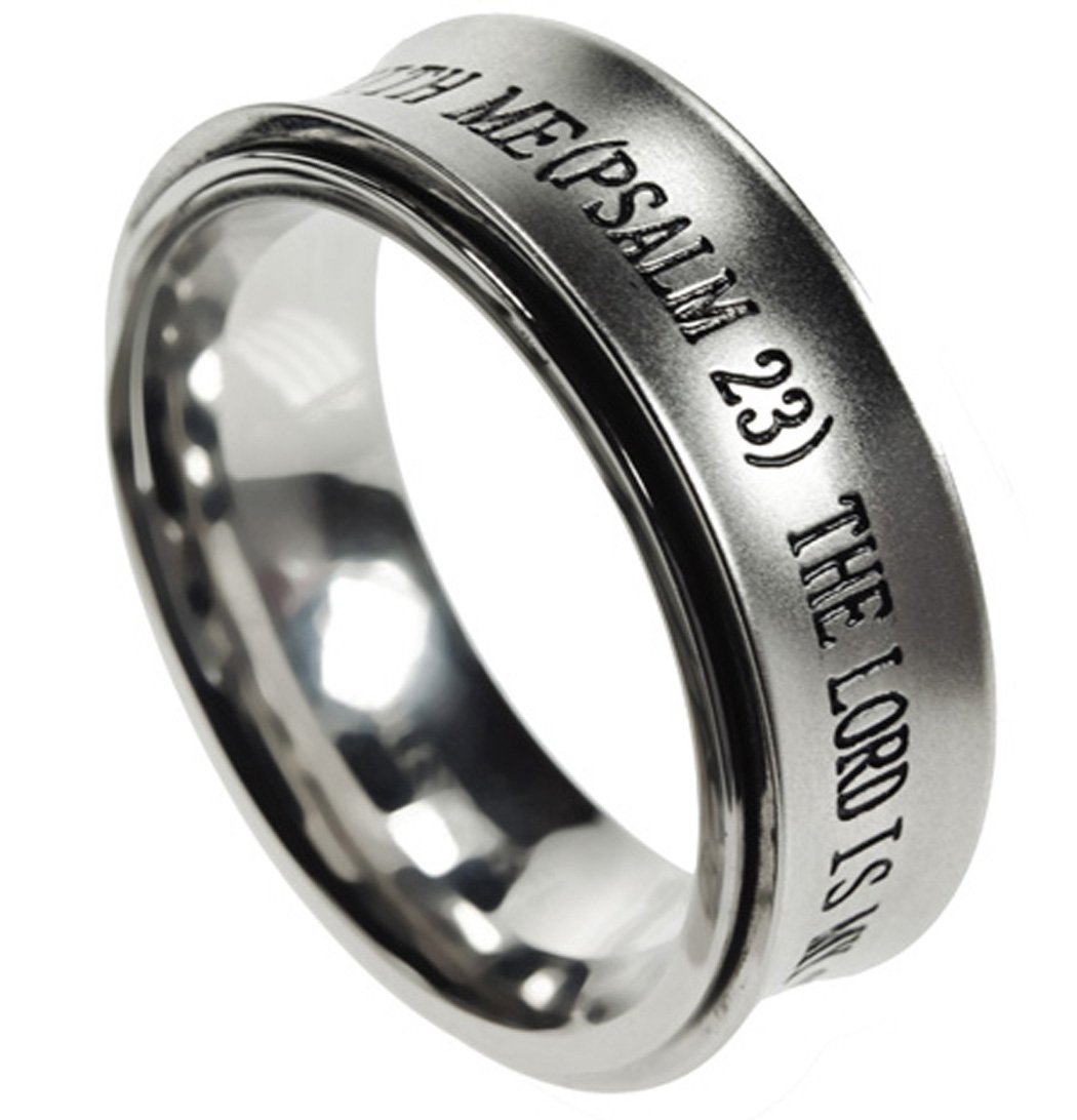 K26 Psalm 23 The Lord is My Shepherd Scripture Verse Spinner Ring Bible Christian (13)