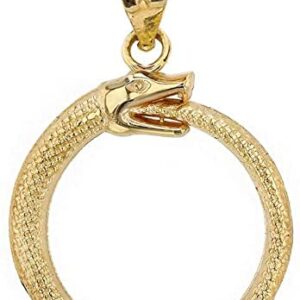 Solid 10k Yellow Gold Eternal Cycle Ouroboros Serpent Snake Pendant