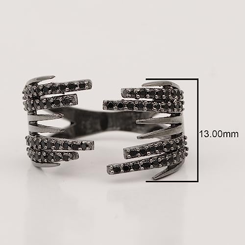 Eternity Open Wrap 925 silver Black Spinel Ring Cocktail Statement (7)